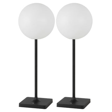 Allie 17.5" Modern Minimalist Indoor/Outdoor Metal Globe Rechargeable/Cordless Dimmable Integrated LED Table Lamp with Touch Sensor